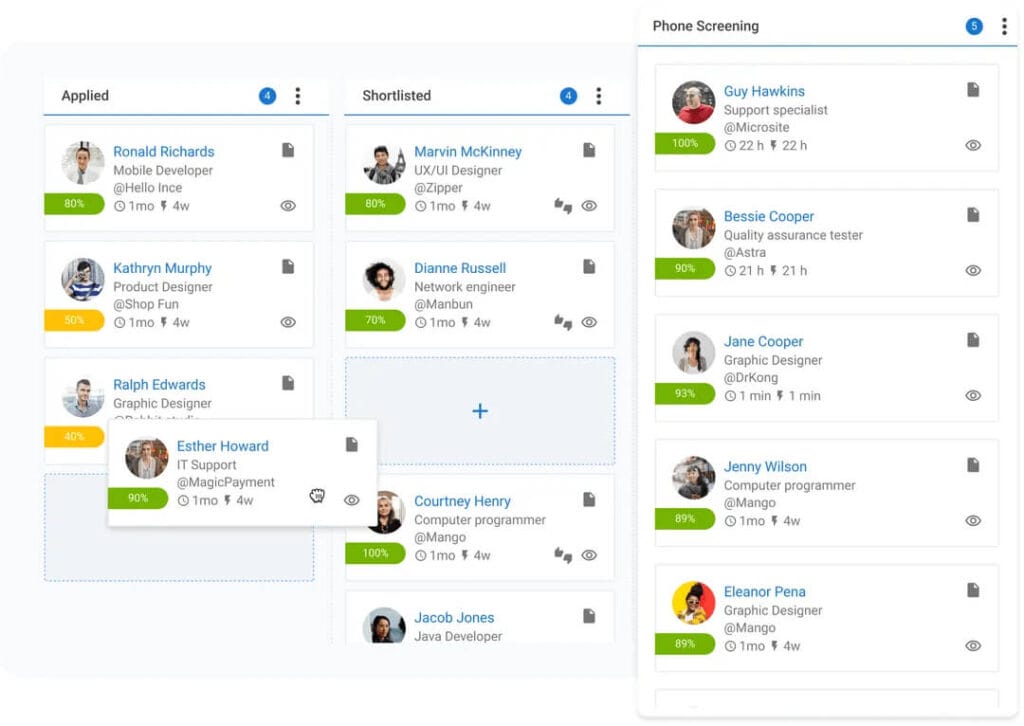 Image showcasing Manatal’s user interface and functionalities.